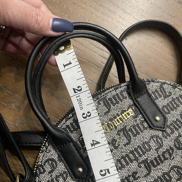 Juicy Couture Mini Crossbody Bag Top Zip Logo Monogram Half Chain Black‎ - Picture 10 of 13